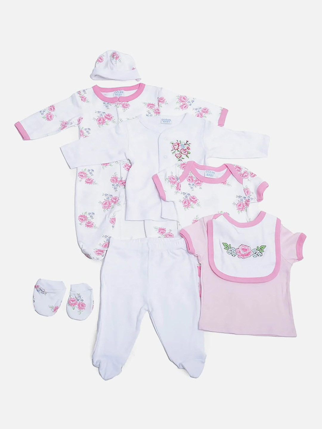 

Little Surprise Box LLP Infant Girls Pack Of 8 Pure Cotton Baby Apparel Gift Set, Pink