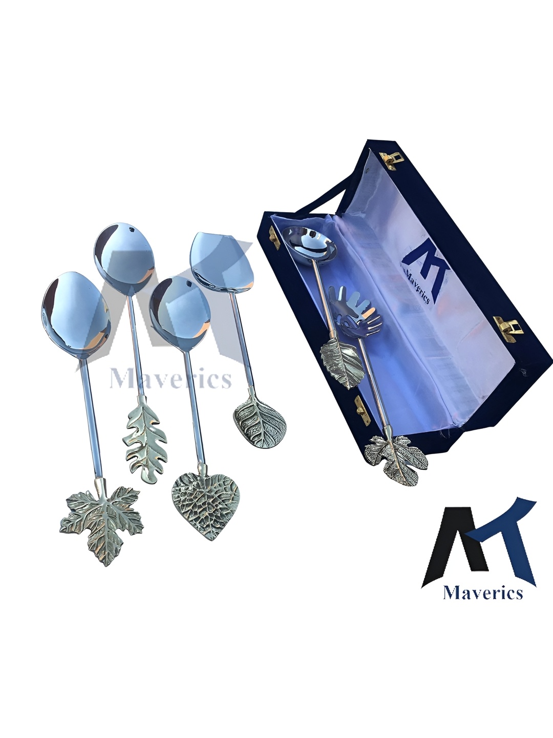 

Maverics 6 Pieces GoldToned and White Serving Spoon Set, Gold