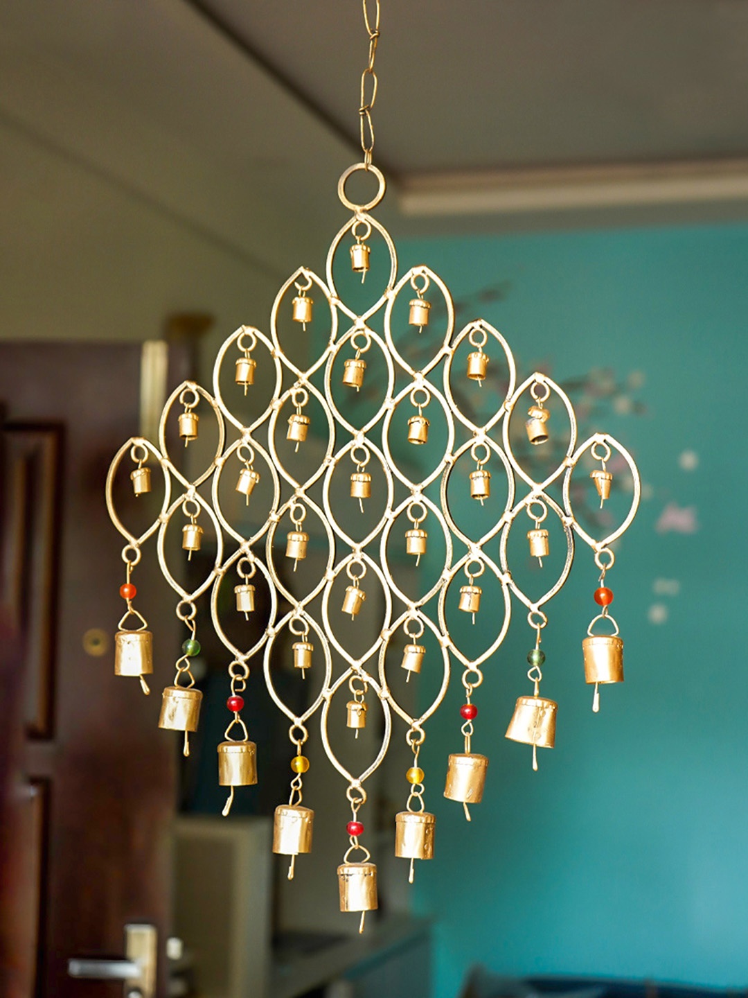 

Ekhasa Gold Toned Metal Diamond Shape Wind Chime