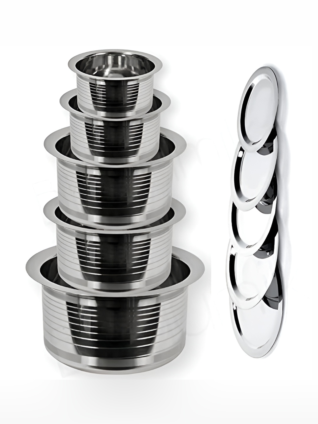 

RBGIIT Steel 5 Pieces Stainless steel Tope With Lids