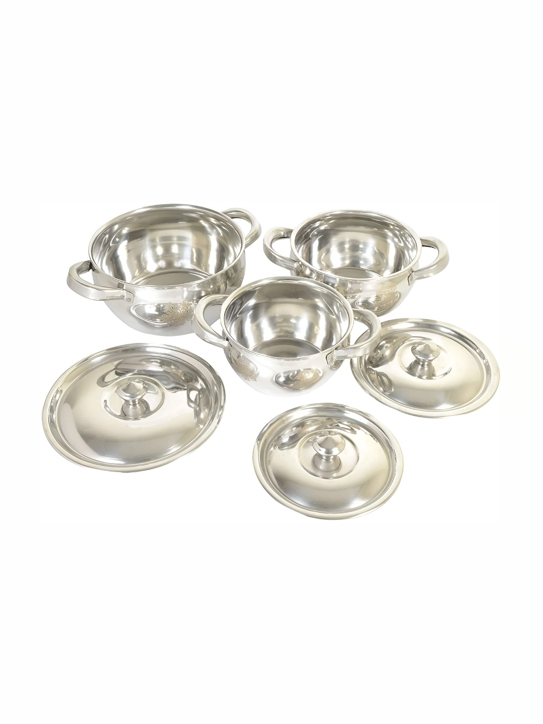 

RBGIIT Grey 3 Pieces Stainless Steel Serving Handi