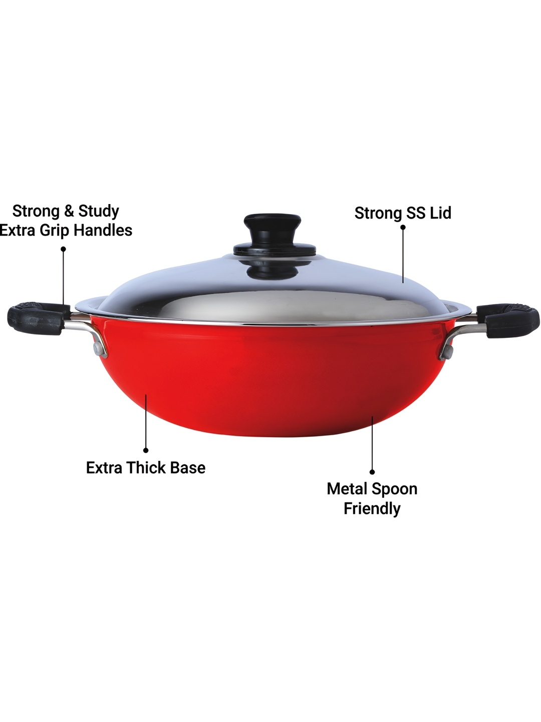 

RBGIIT Red & Black Stainless steel Cooking Kadhai