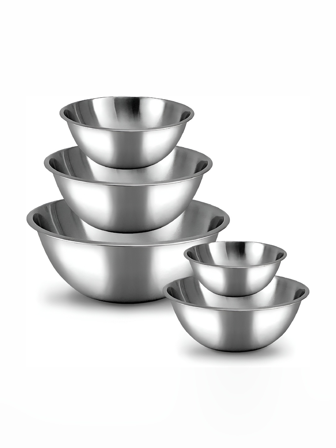 

RBGIIT Grey 5 Pieces Stainless Steel Serving Bowls