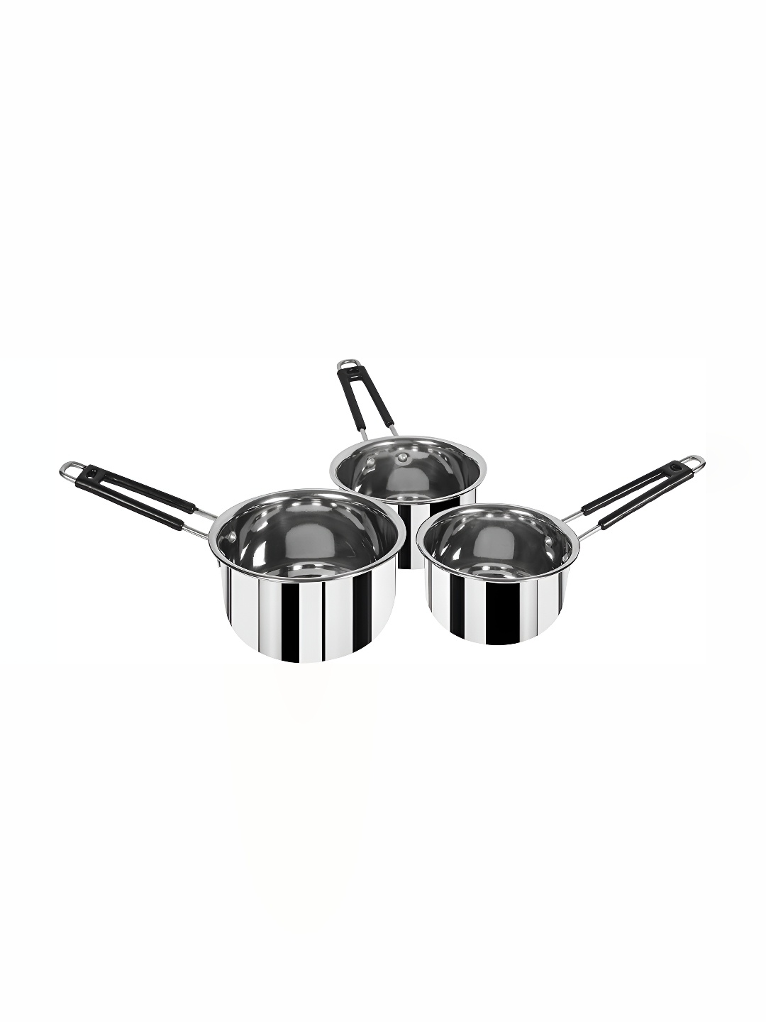 

RBGIIT Steel & Black 3 Pieces Stainless Steel Sauce Pans
