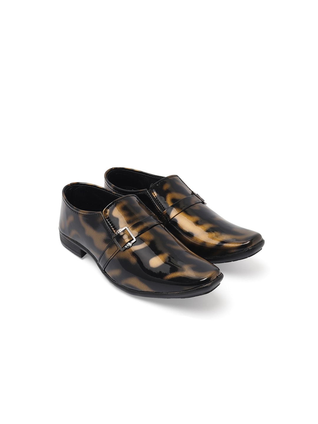 

BAESD Boys Printed Buckle Detailed Loafers, Gold