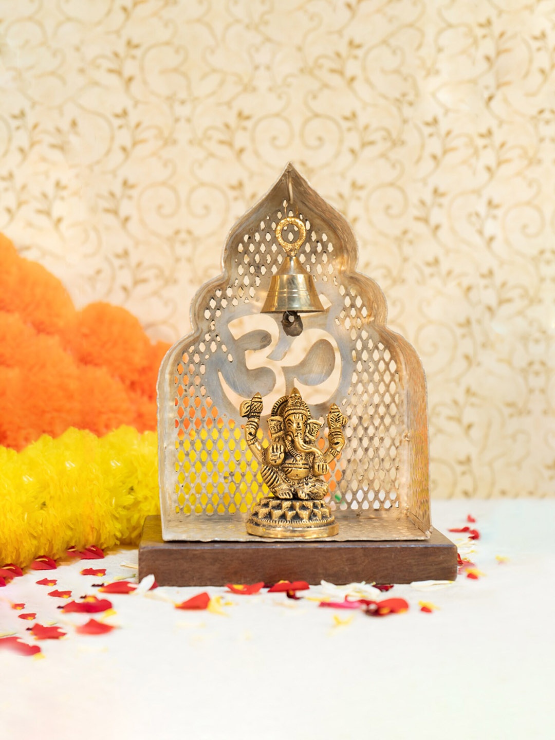 

Ekhasa -Silver Toned Pure Brass Pooja Mandir Chowki