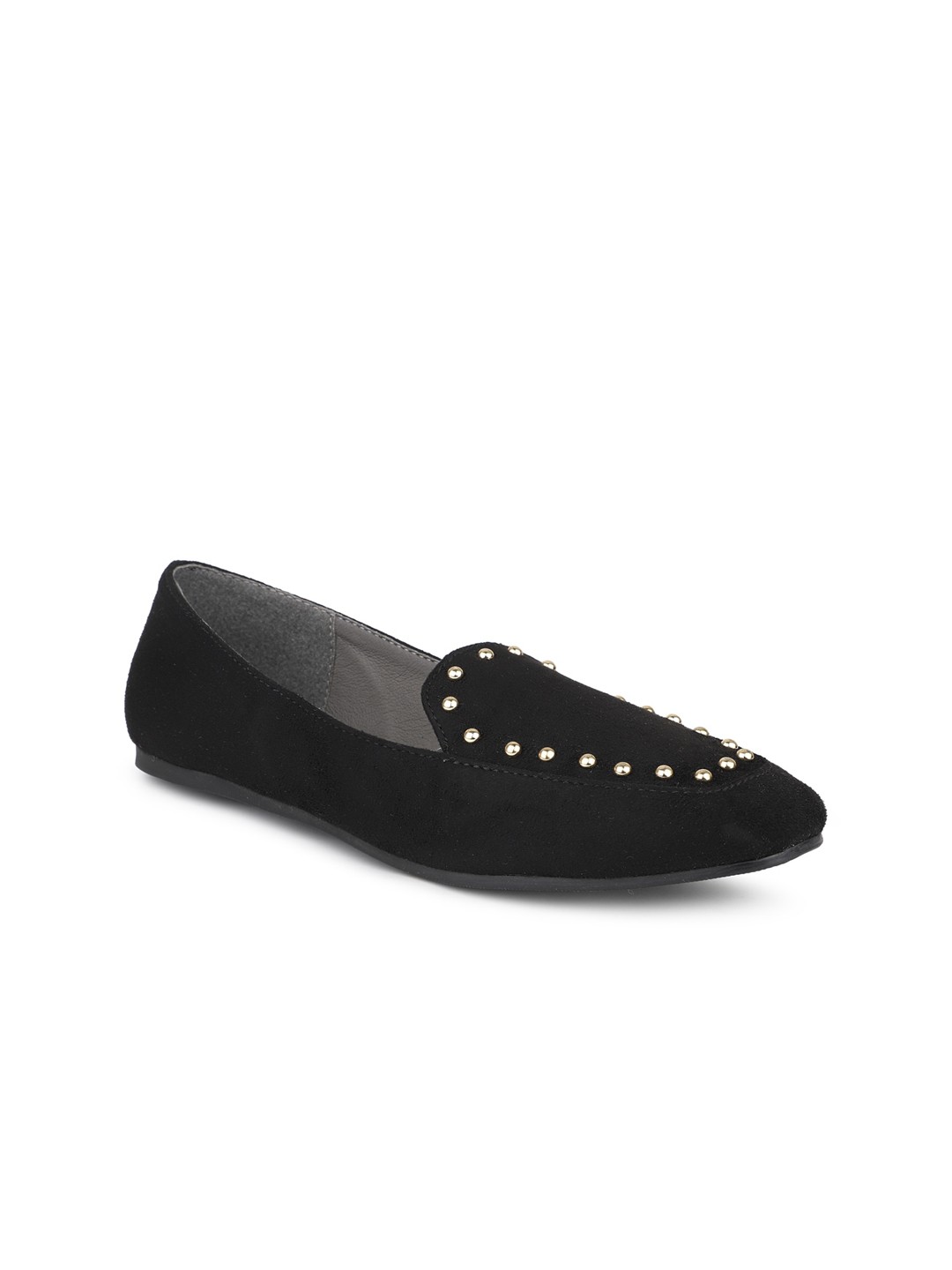 

DESIGN CREW Women Embellished Round Toe Loafers, Black