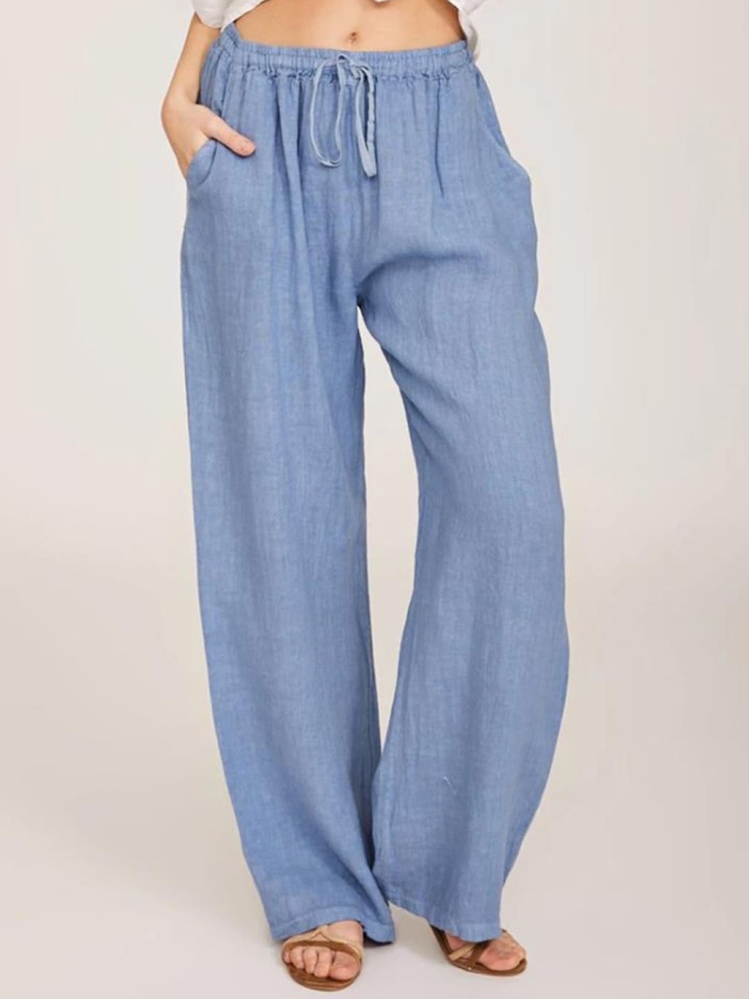 

Stylecast X KPOP Women Mid-Rise Casual Trousers, Blue