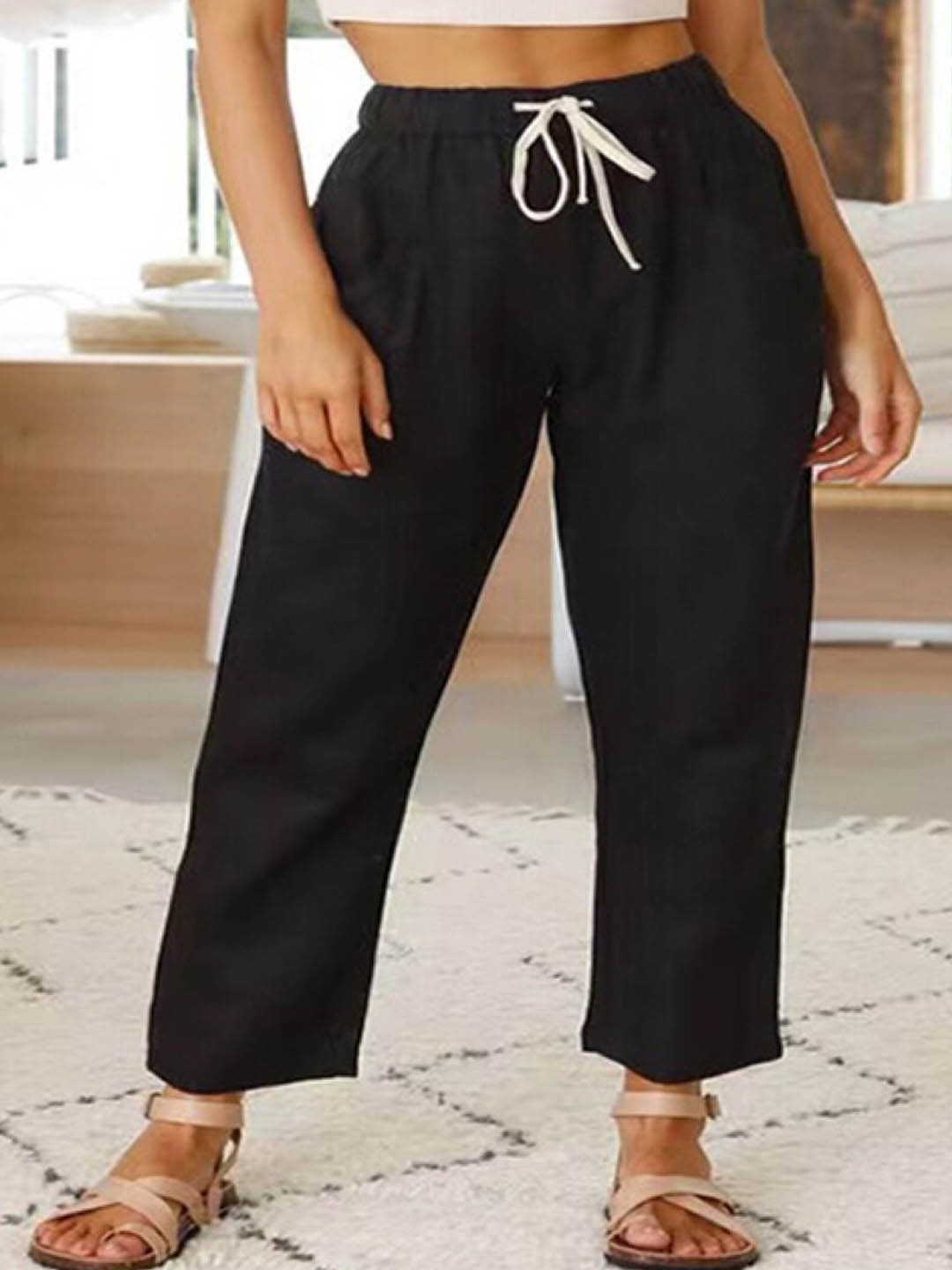 

Stylecast X KPOP Mid-Rise Regular Trousers, Black