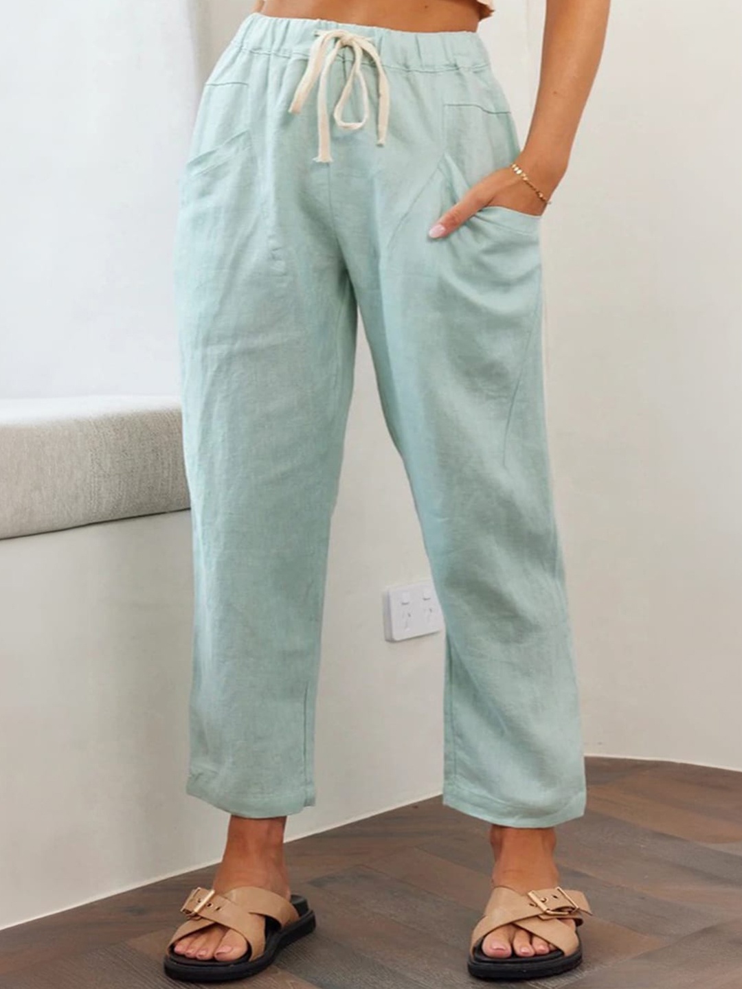 

Stylecast X KPOP Women Mid-Rise Casual Trousers, Blue