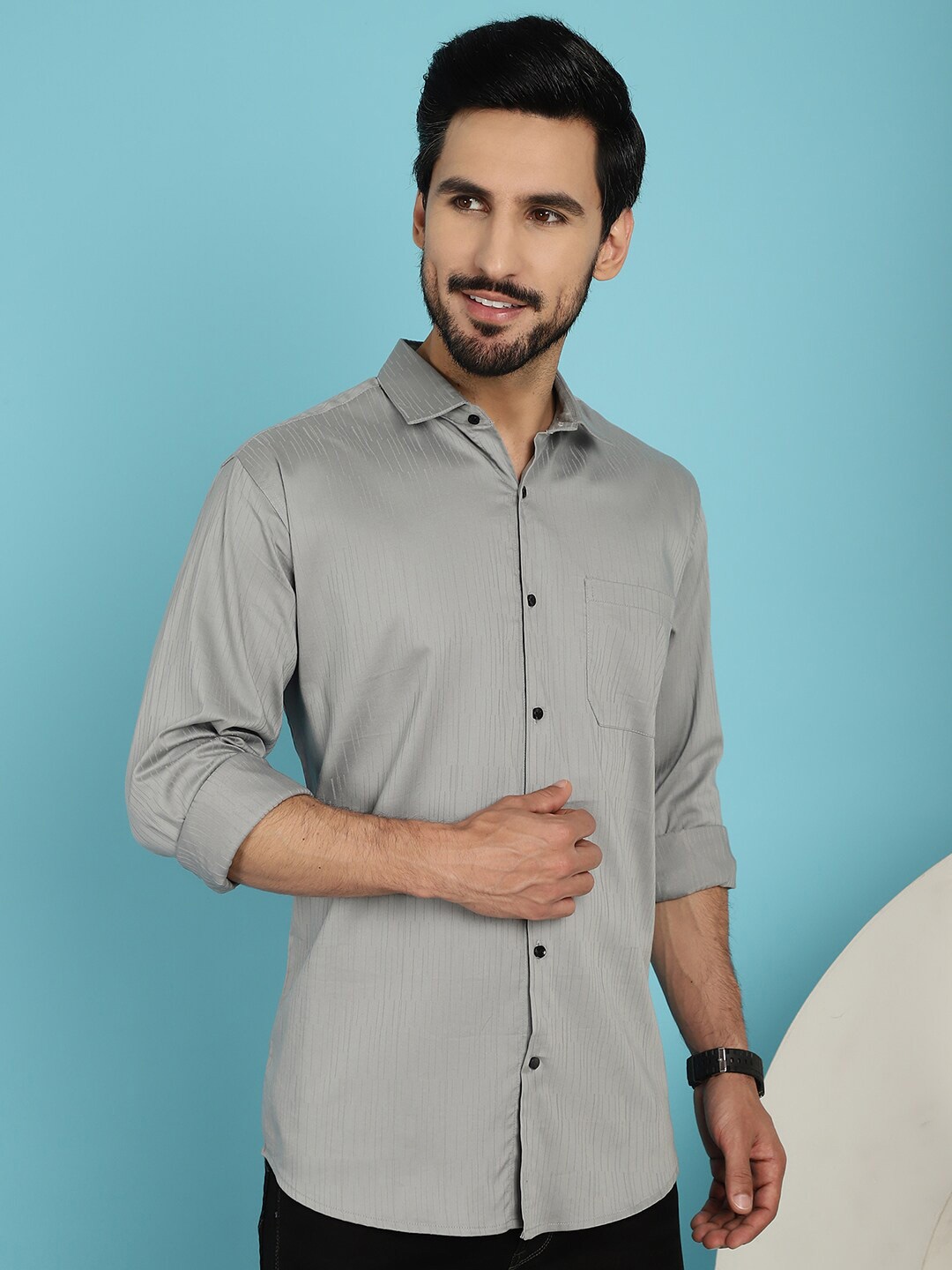 

Indian Needle Classic Cotton Casual Shirt, Grey