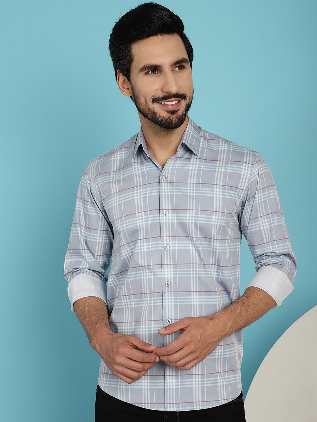 

Indian Needle Classic Tartan Cotton Checked Casual Shirt, Blue