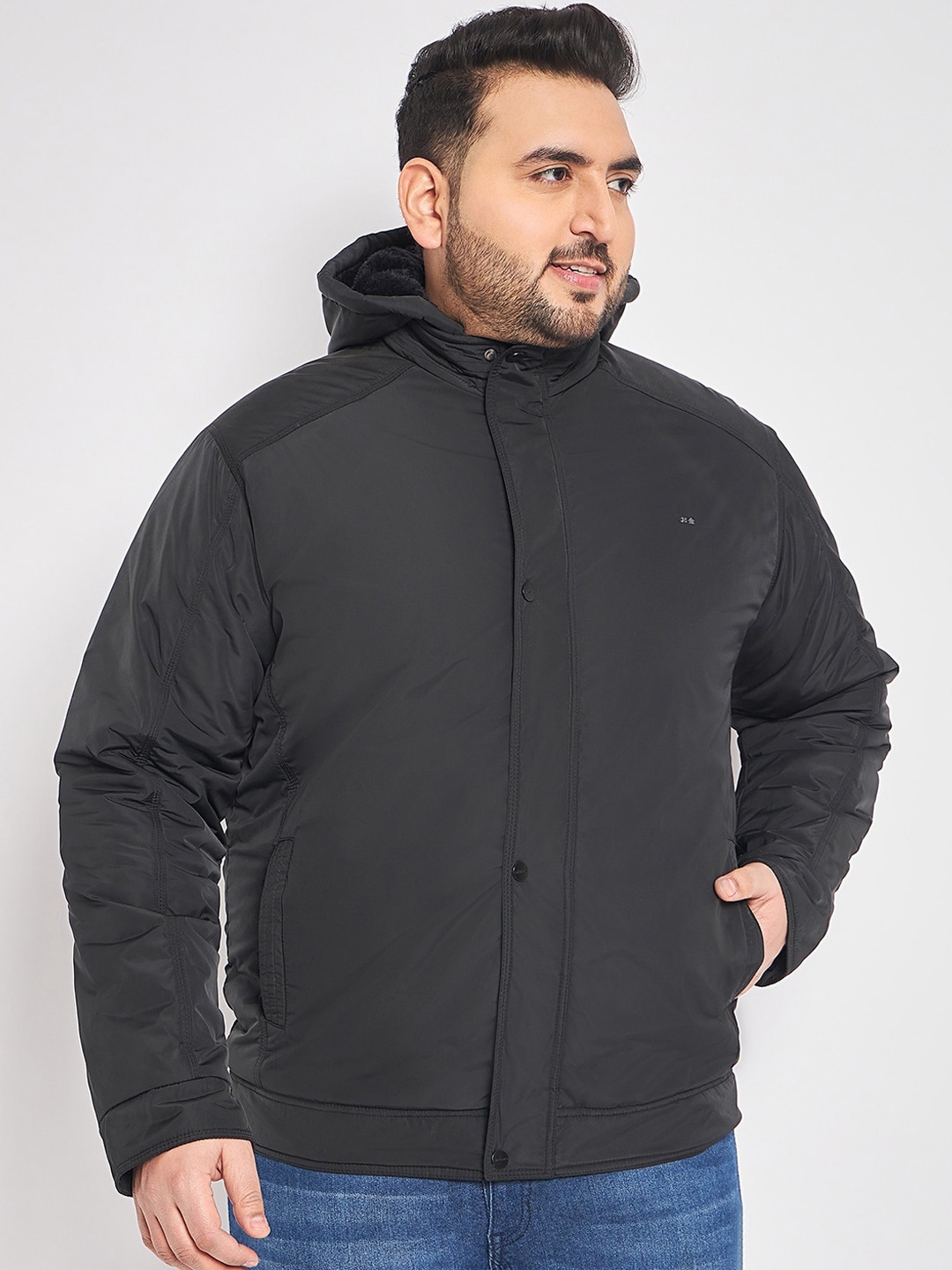 

Okane Plus Size Long Sleeves Hood Lightweight Puffer Jacket, Black
