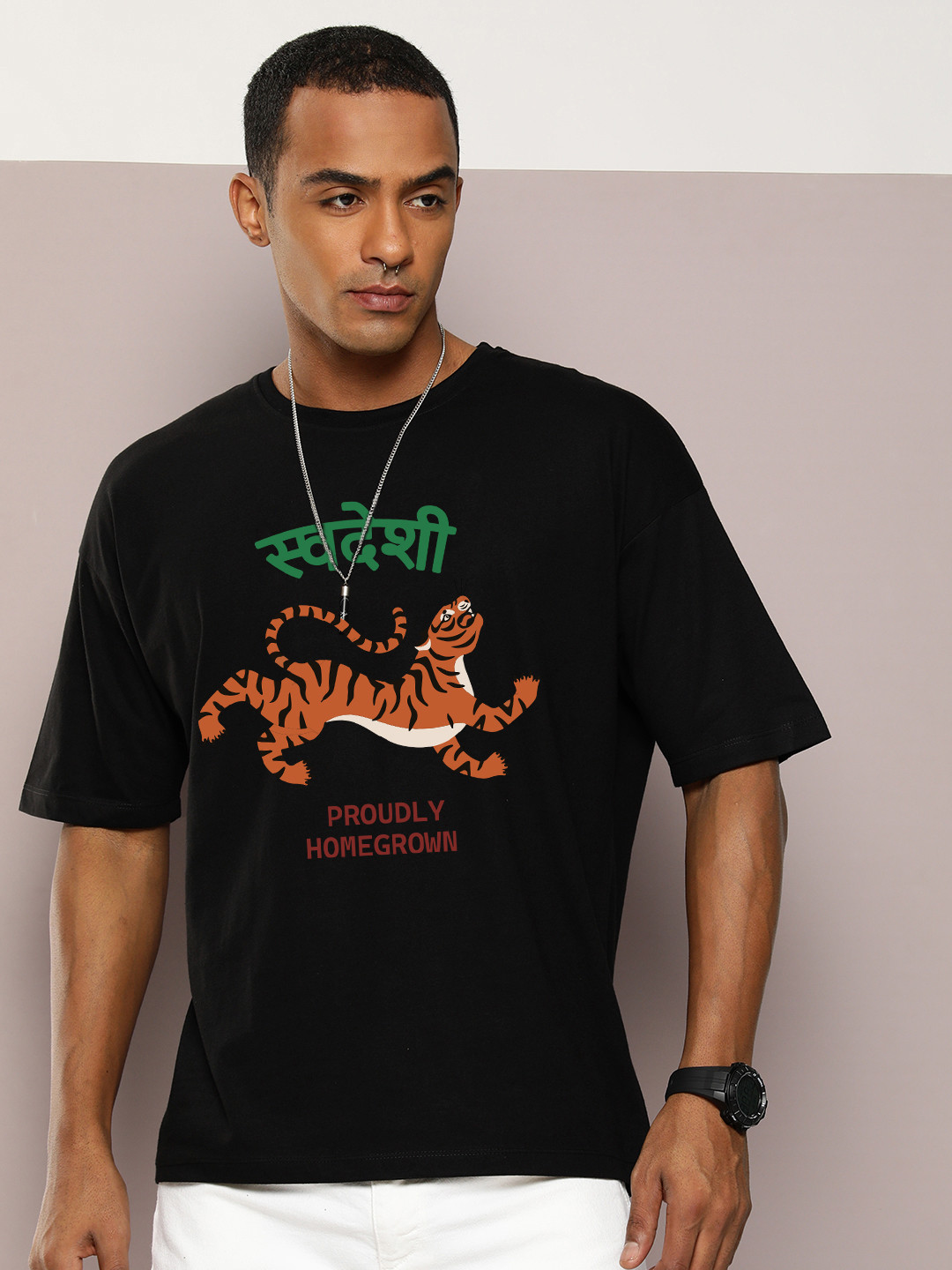 

Kook N Keech Black Typography Cotton Oversized T-shirt