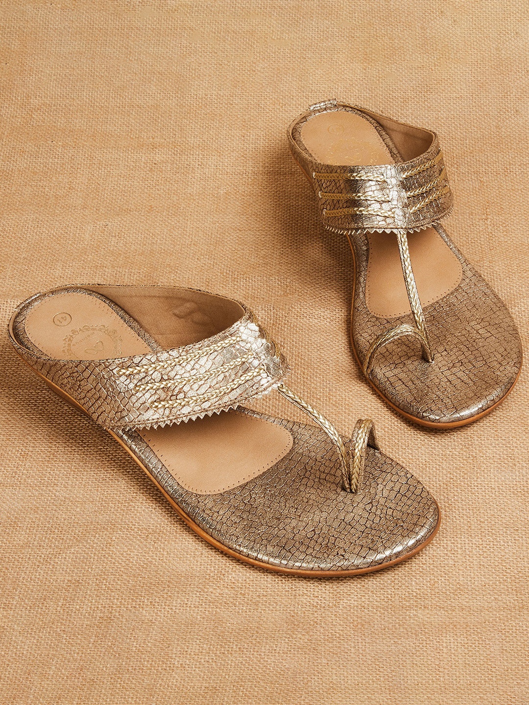 

Melange by Lifestyle Textured Embellished Detail Wedge Heels, Gold