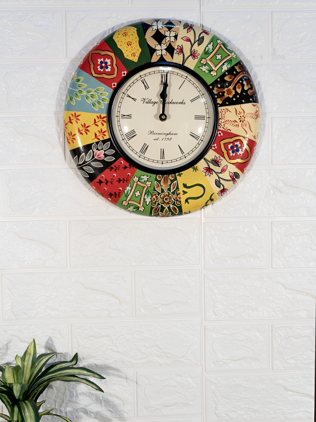 

Ekhasa Yellow & Blue Wooden Colourblocked Traditional Wall Clock