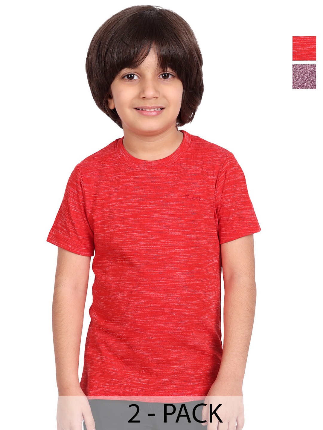 

BAESD Boys Pack of 2 Round Neck Short Sleeves Cotton T-shirt, Red