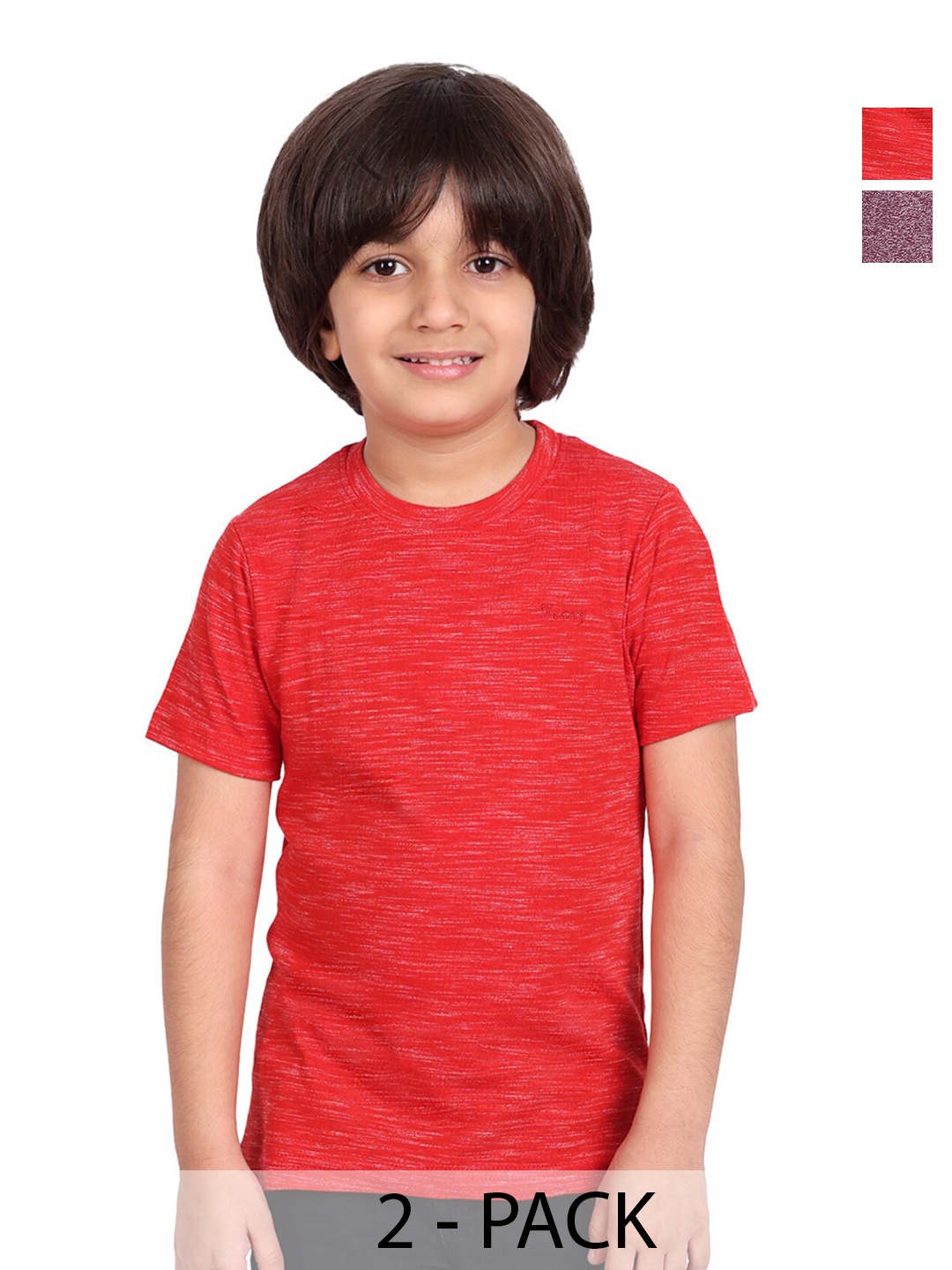 

BAESD Boys Pack of 2 Round Neck Short Sleeves Cotton T-shirt, Red