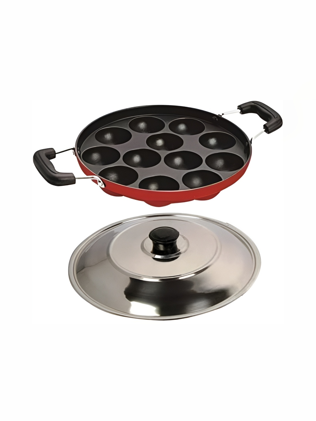 

RBGIIT Black & Red Stainless Steel Appam Patra