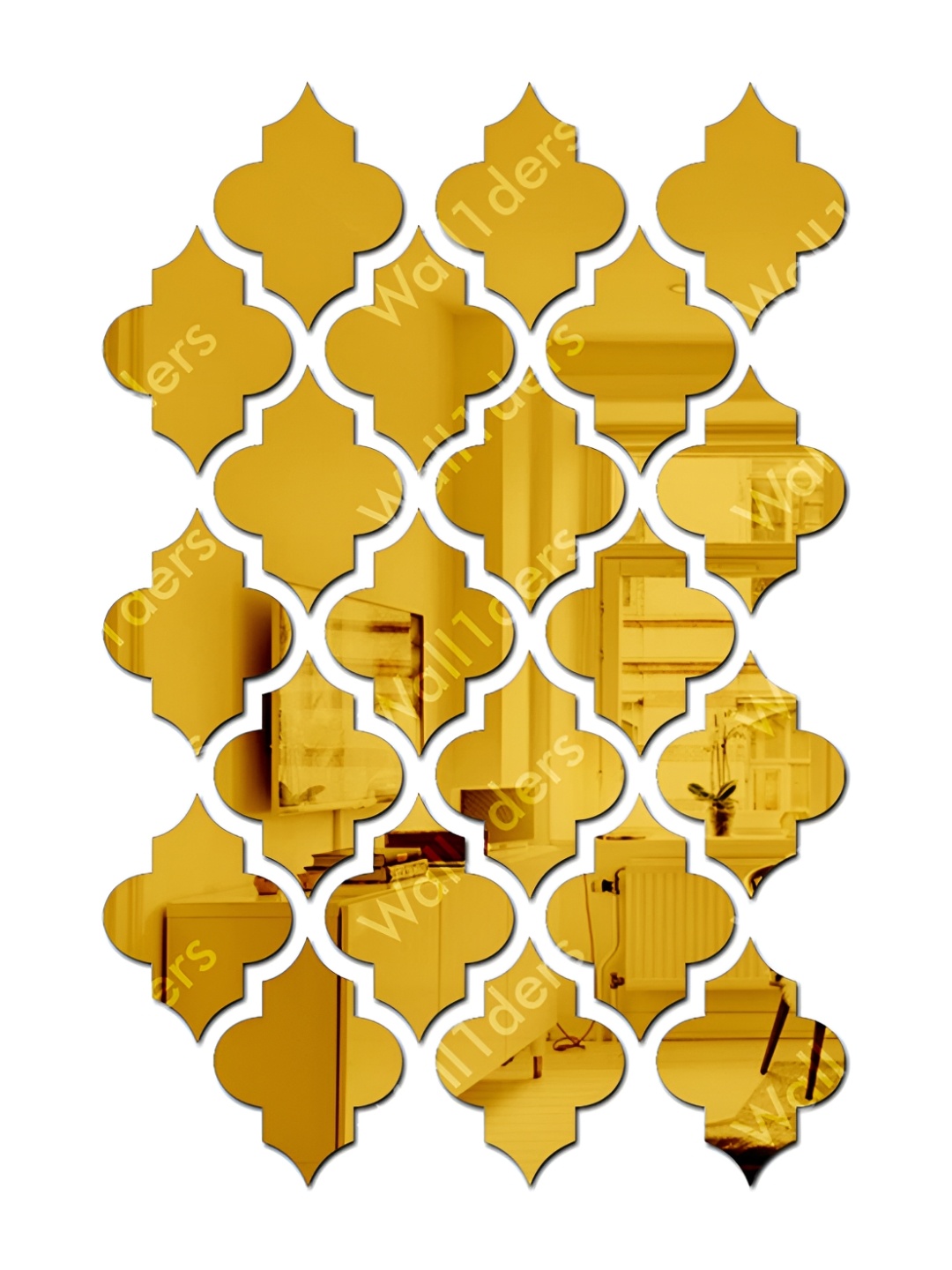 Wall1ders Gold Toned 15 Pieces Abstract Wall Stickers
