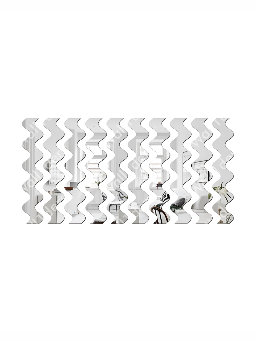 

Wall1ders Silver Toned 10 Pieces Abstract Wall Sticker