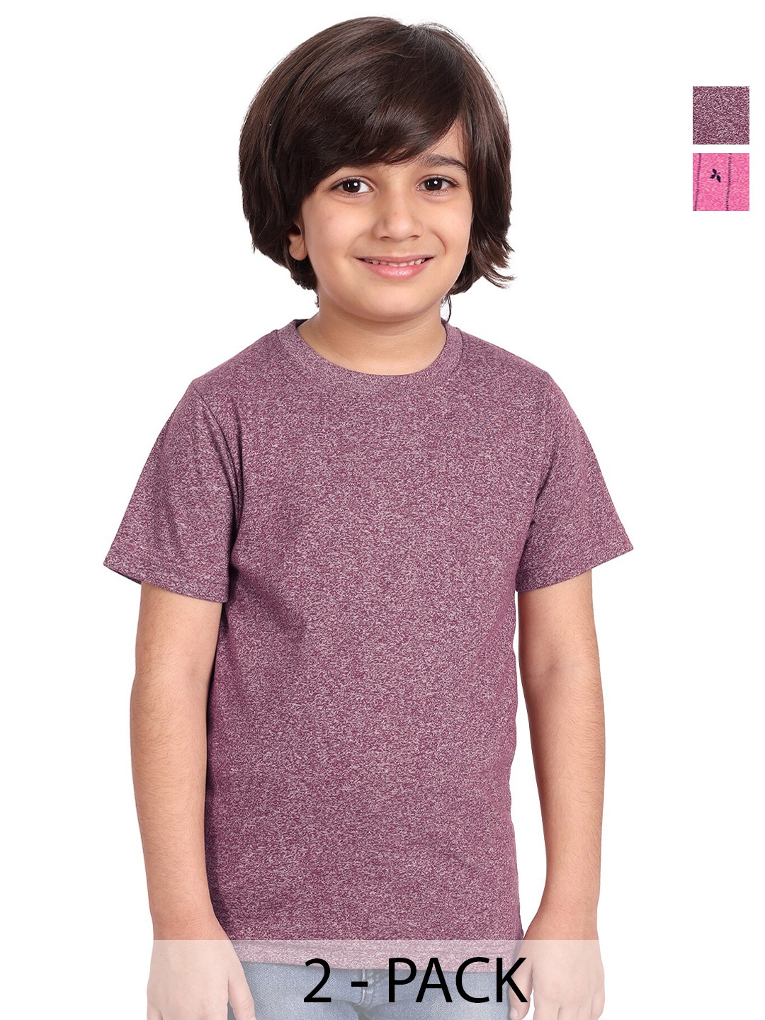 

BAESD Boys Pack of 2 Printed Round Neck Short Sleeves Cotton T-shirt, Pink