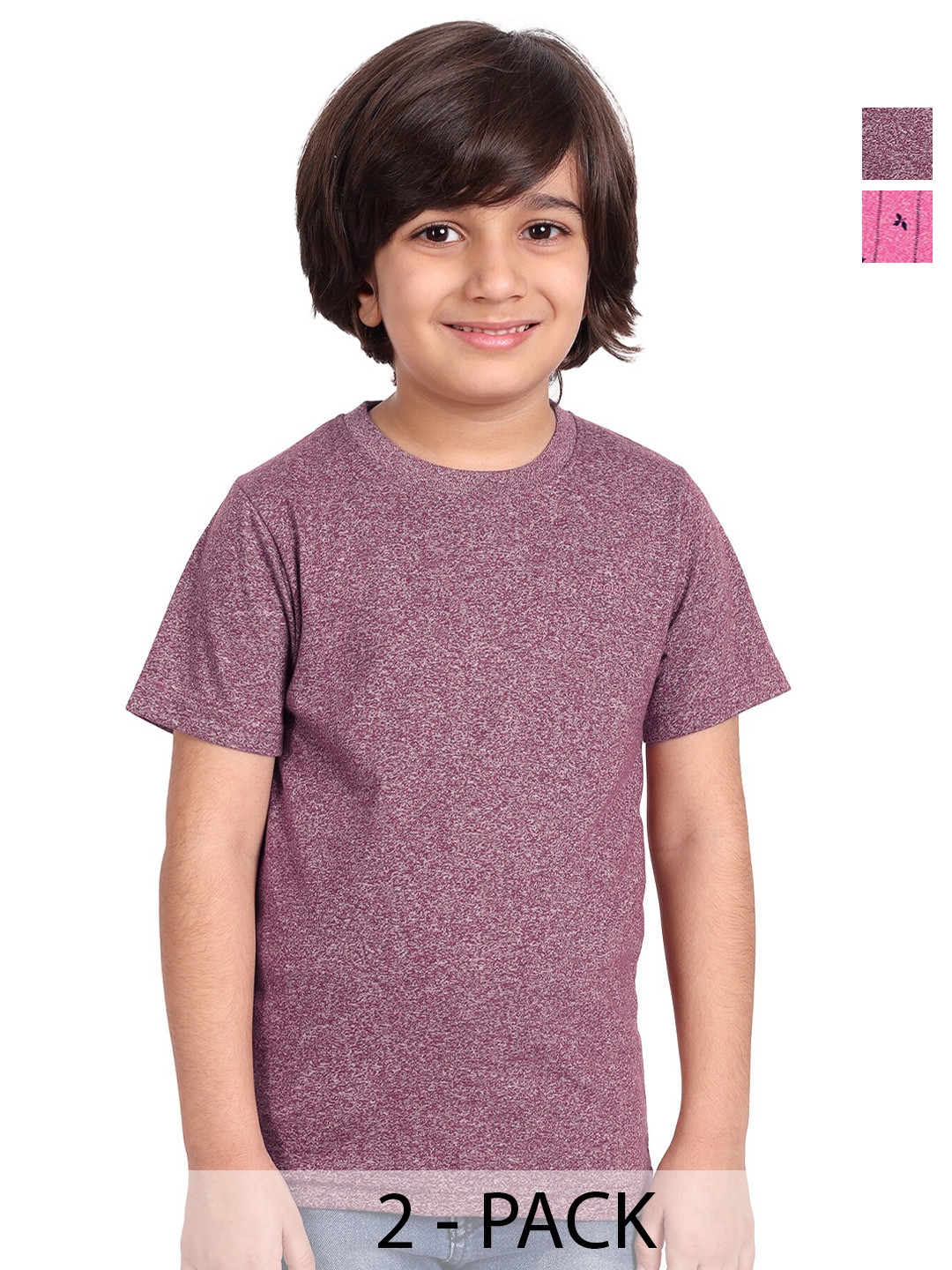 

BAESD Boys Pack of 2 Round Neck Short Sleeves Cotton T-shirt, Pink