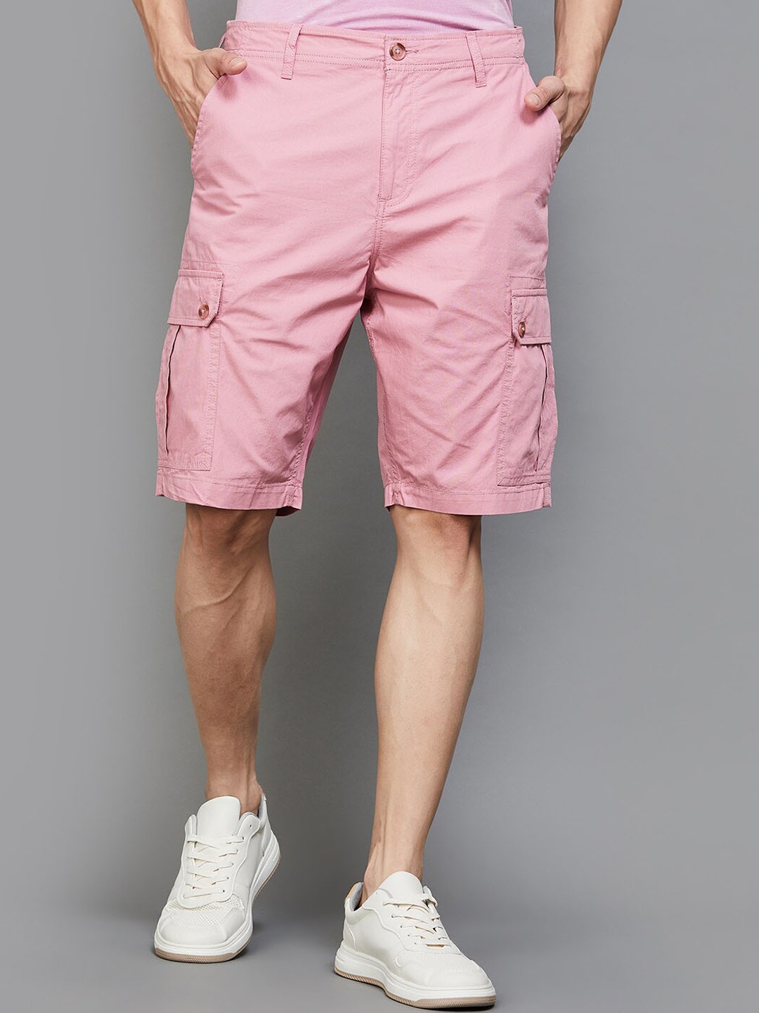 

Fame Forever by Lifestyle Men Mid-Rise Pure Cotton Cargo Shorts, Pink