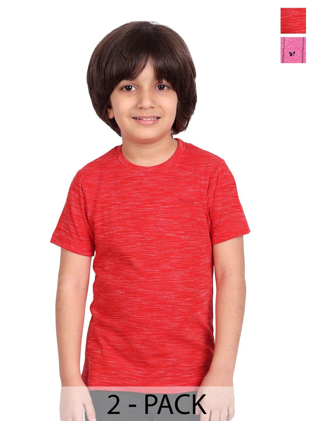 

BAESD Boys Pack Of 2 Conversational Printed Cotton Casual T-shirt, Pink