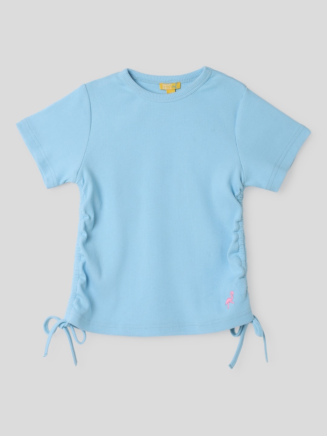 

Somersault Girls Round Neck Pure Cotton Top With Drawstrings, Blue