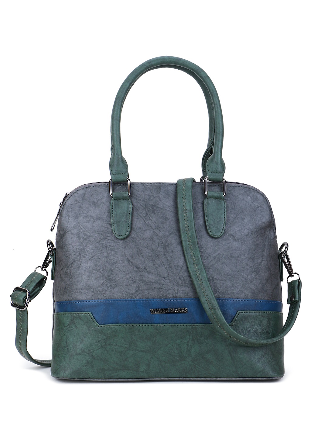 

WOMEN MARKS Colourblocked PU Structured Handheld Bag, Grey melange