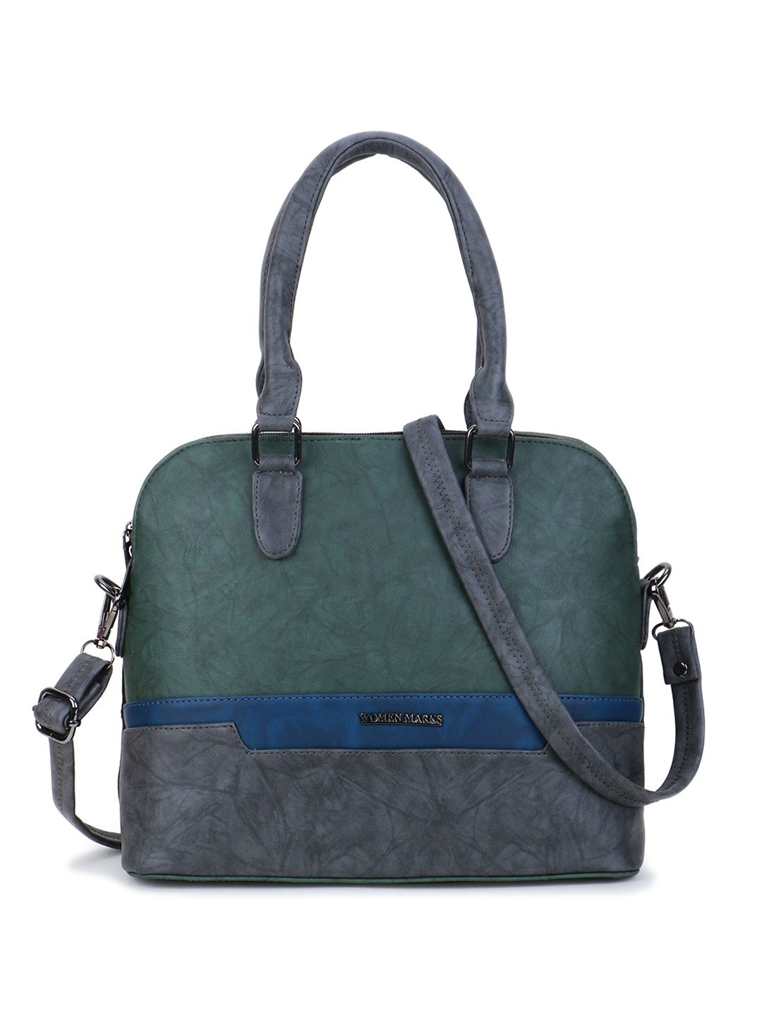 

WOMEN MARKS Colourblocked PU Structured Handheld Bag, Green