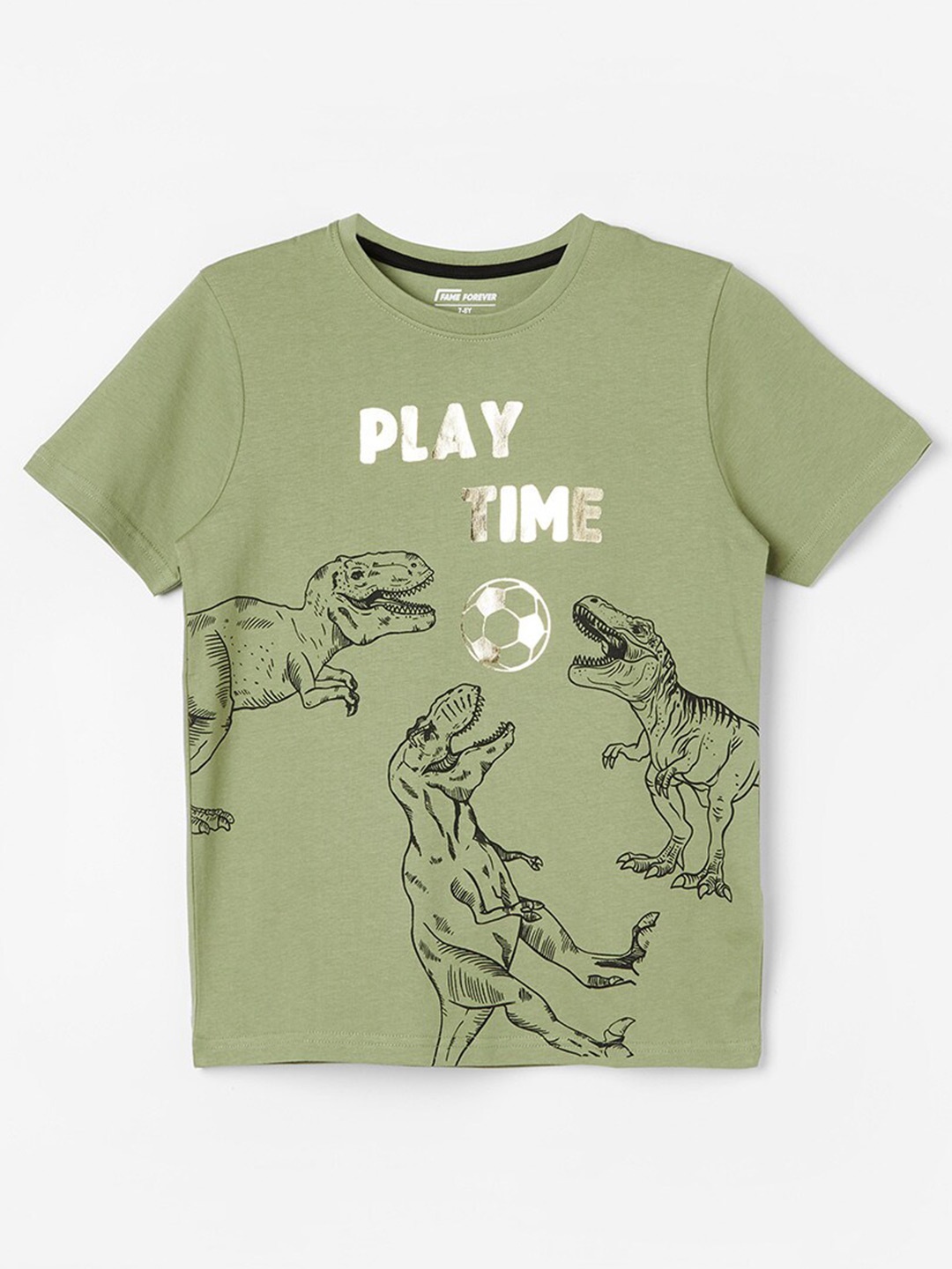 

Fame Forever by Lifestyle Boy Round Neck Short Sleeves Cotton T-shirt, Olive