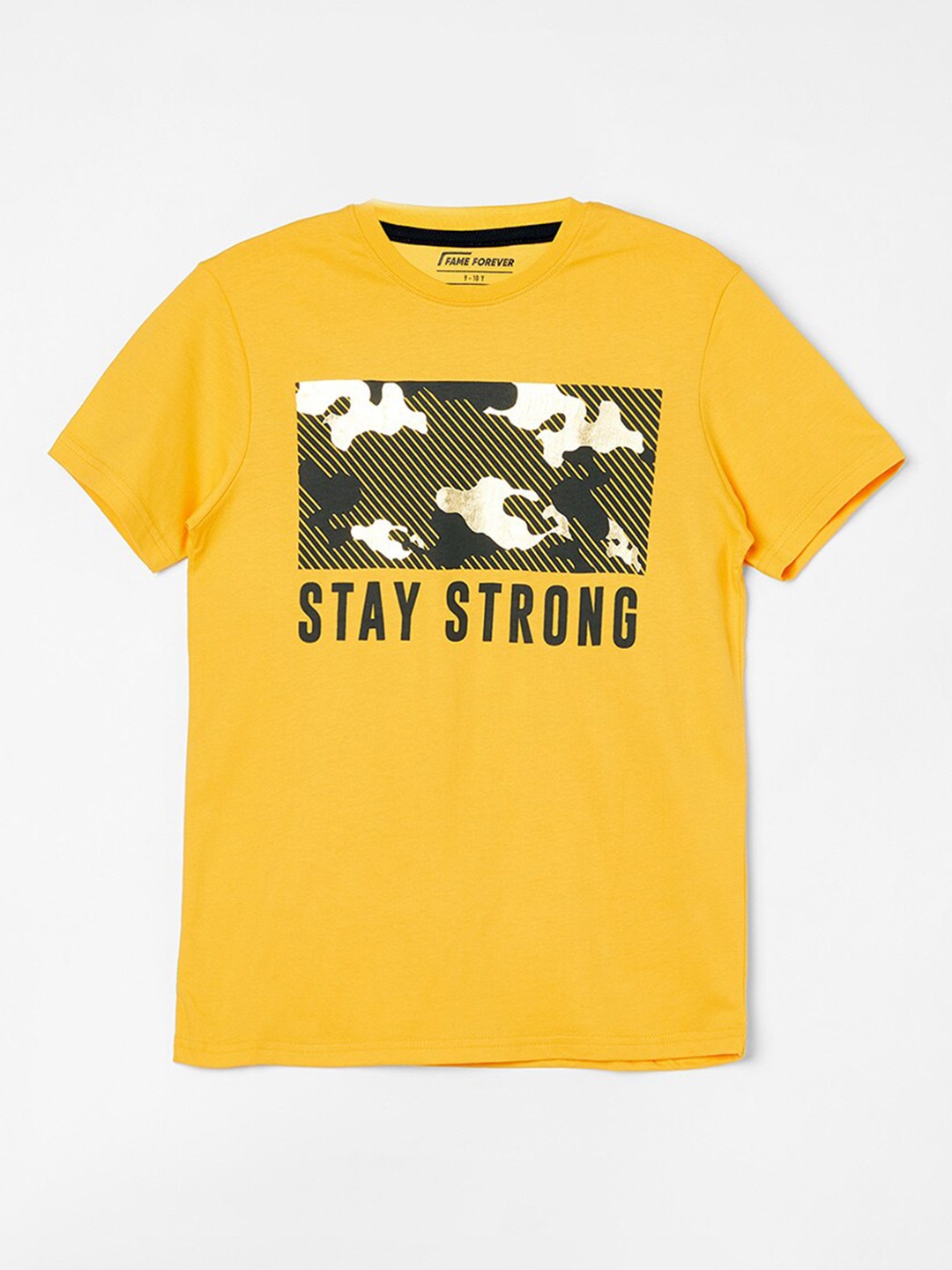 

Fame Forever by Lifestyle Boys Graphic Printed Cotton T-shirt, Mustard