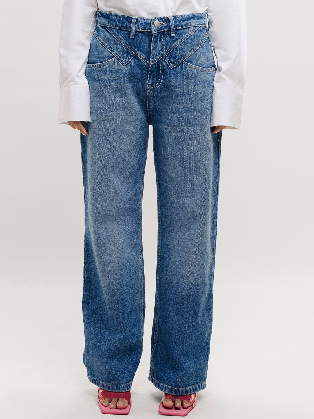 

FREAKINS Women High-Rise Clean Look Heavy Fade Jeans, Blue