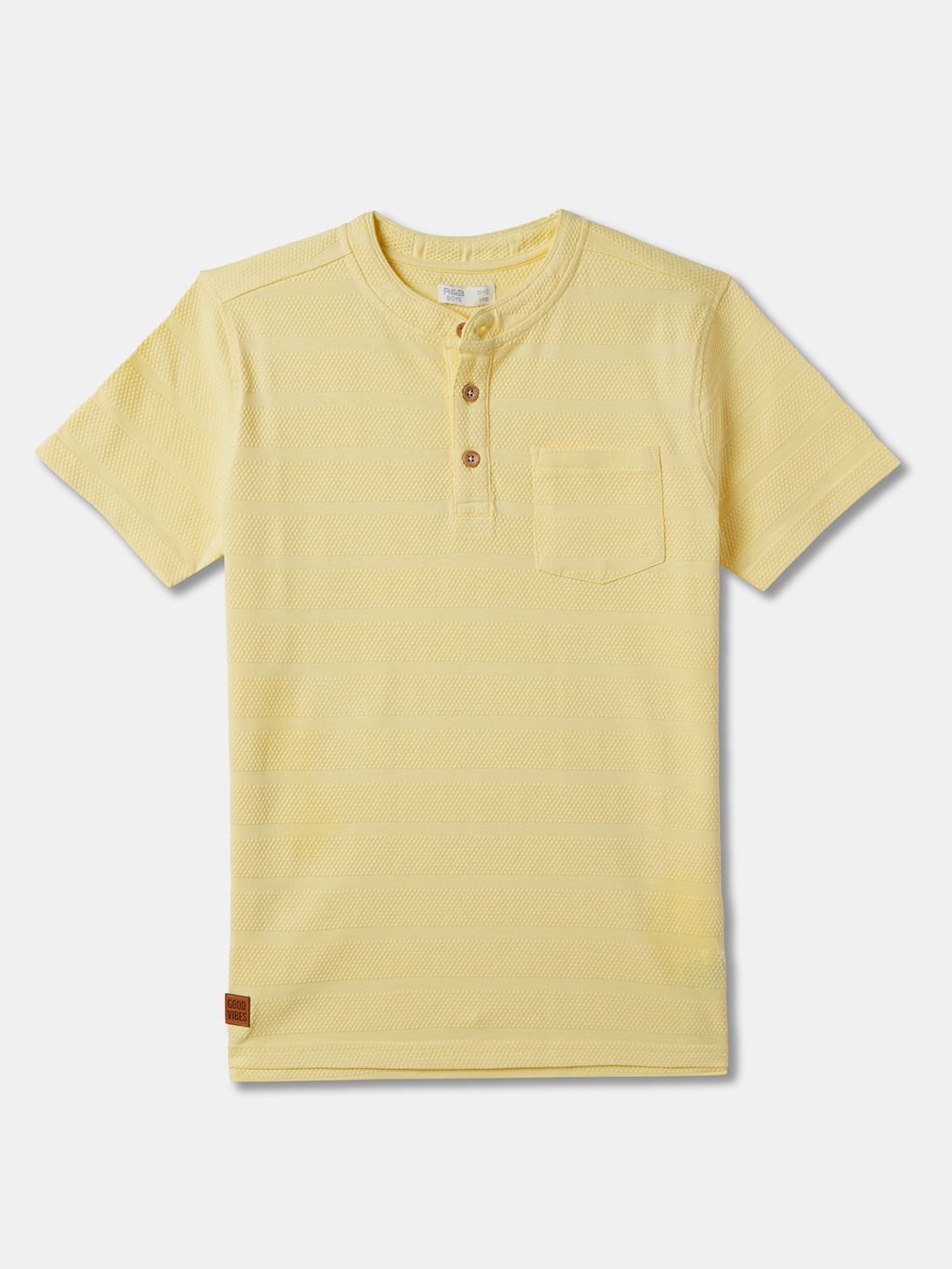 

R&B Boys Polo Collar Short Sleeves Pockets Cotton T-shirt, Yellow