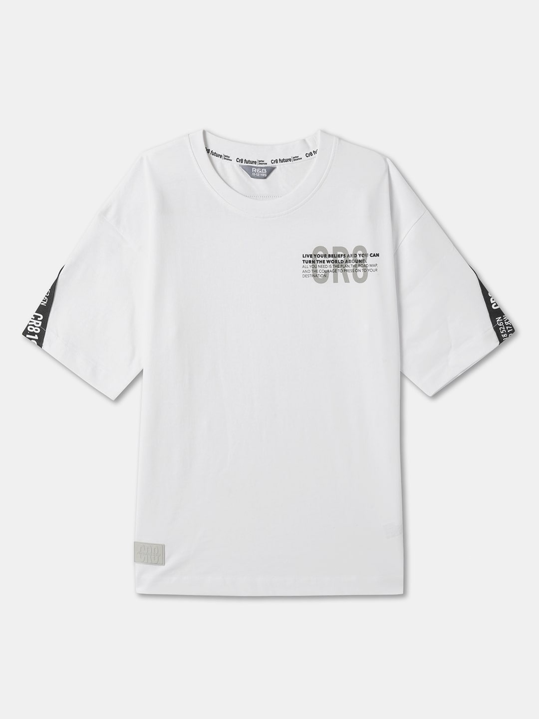 

R&B Boys V-Neck Short Sleeves Cotton T-shirt, White