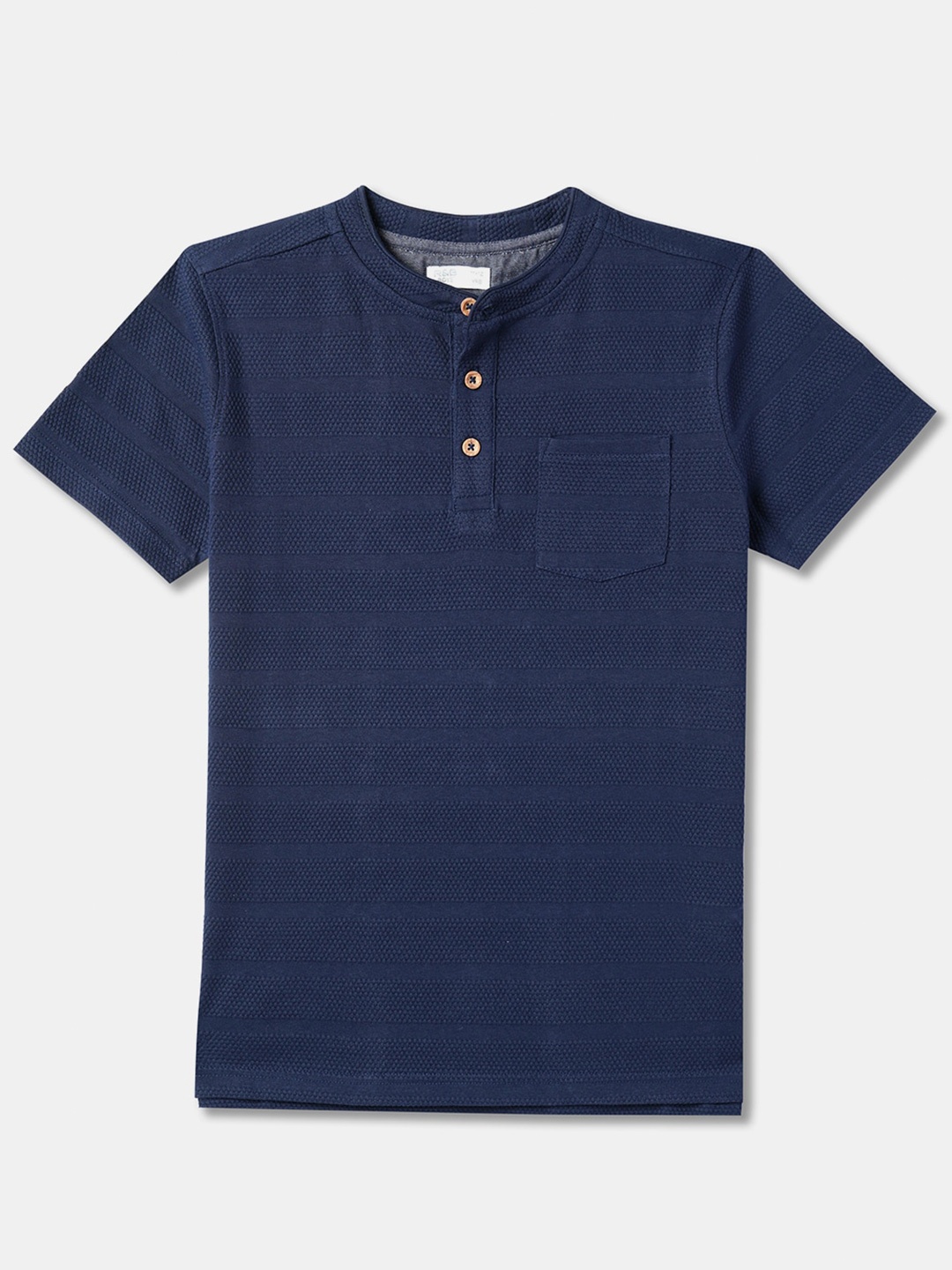 

R&B Boys Henley Neck Relaxed Fit Cotton T-shirtt, Blue