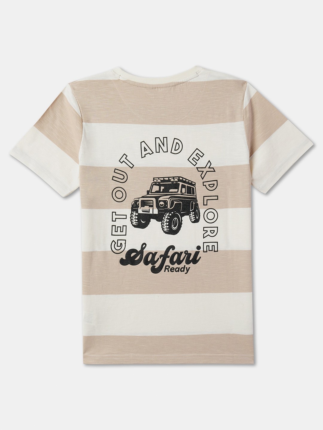 

R&B Boys Graphic Printed Colourblocked Cotton T-shirt, Beige