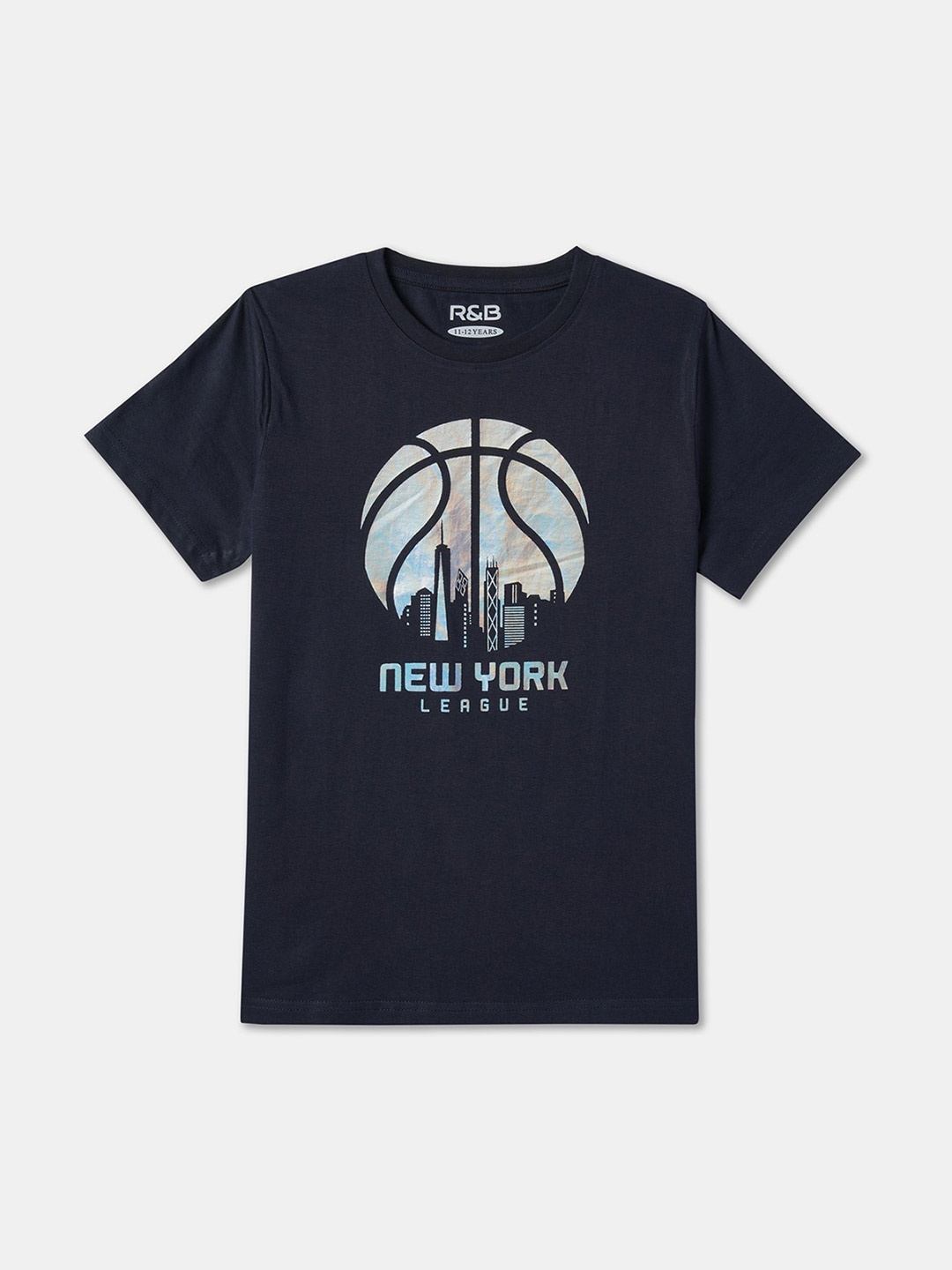 

R&B Boys Graphic Printed Cotton T-shirt, Blue