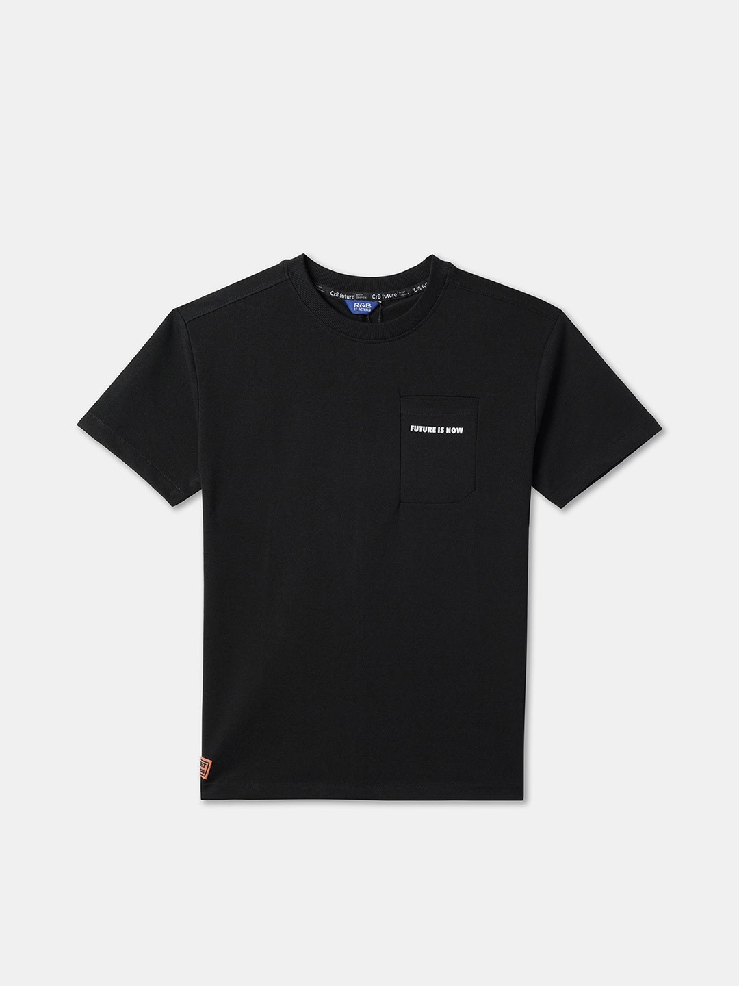 

R&B Boys Round Neck Cotton Pocket T-shirt, Black