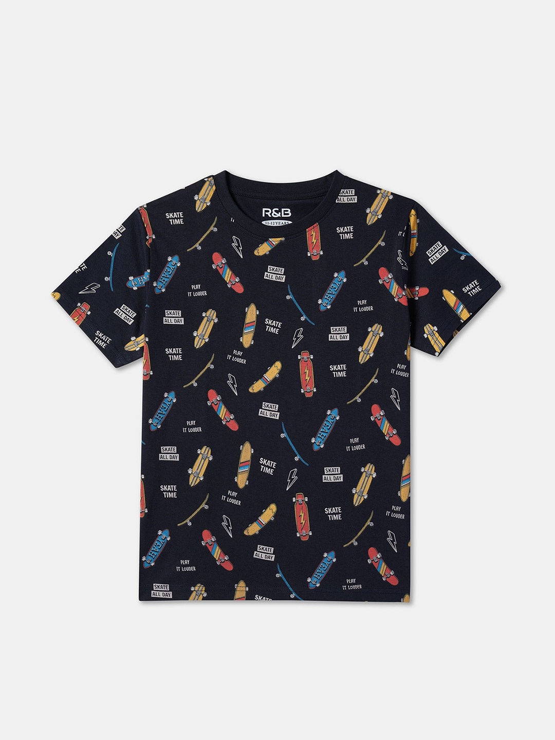 

R&B Boys Conversational Printed Polo Collar Cotton T-shirt, Blue