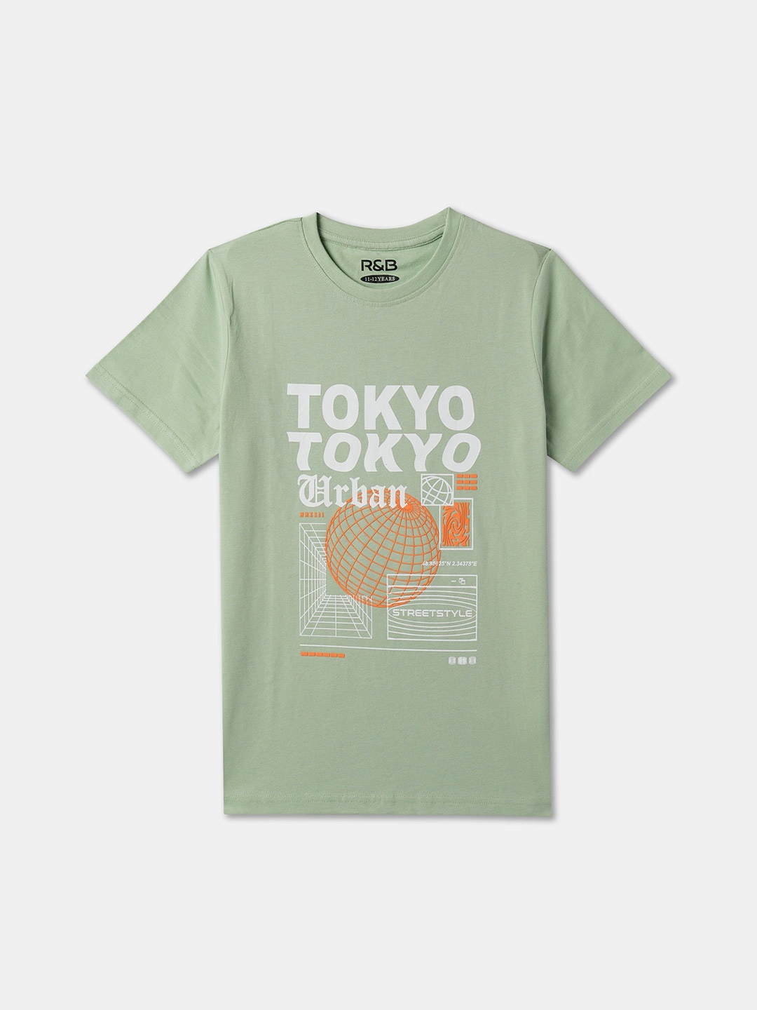 

R&B Boys Typography Printed Cotton T-shirt, Green