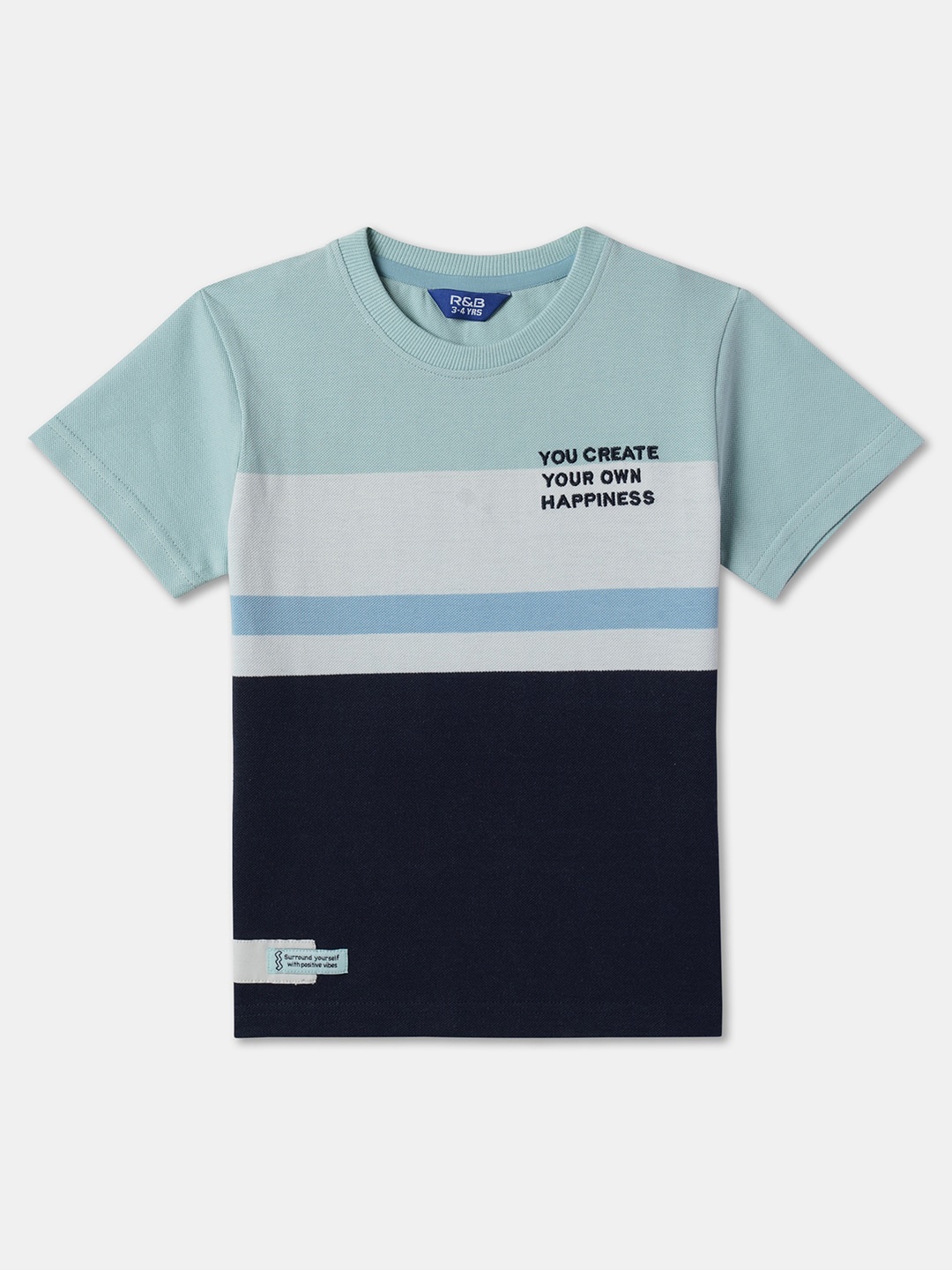 

R&B Boys Colourblocked Cotton T-shirt, Green