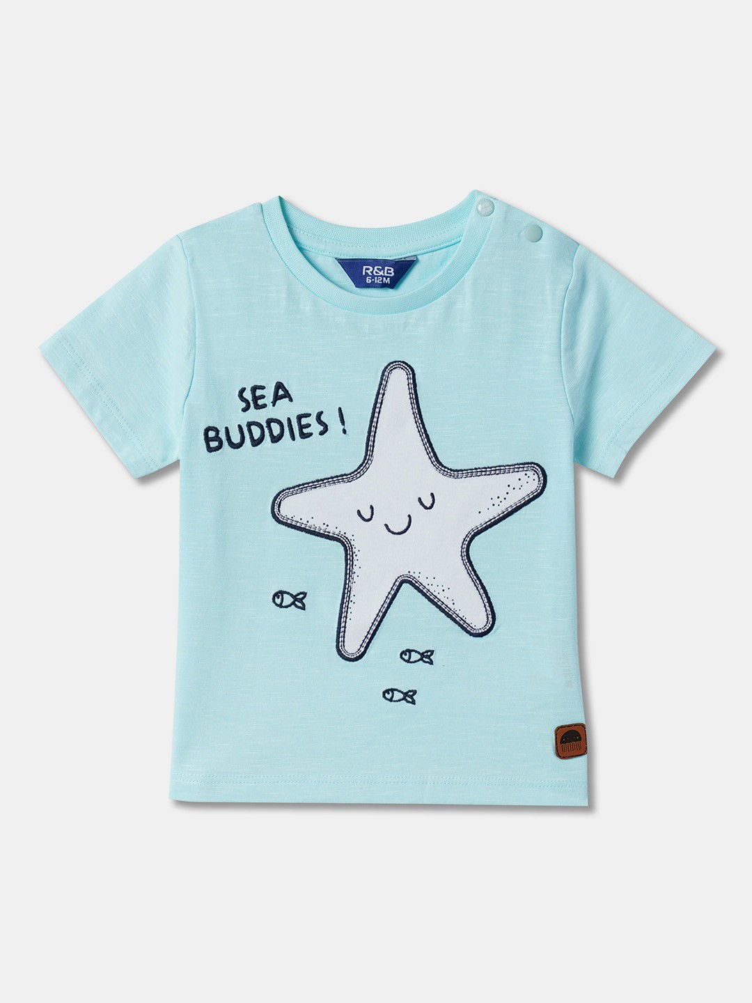 

R&B Boys Round Neck Graphic Printed Cotton T-shirt, Blue