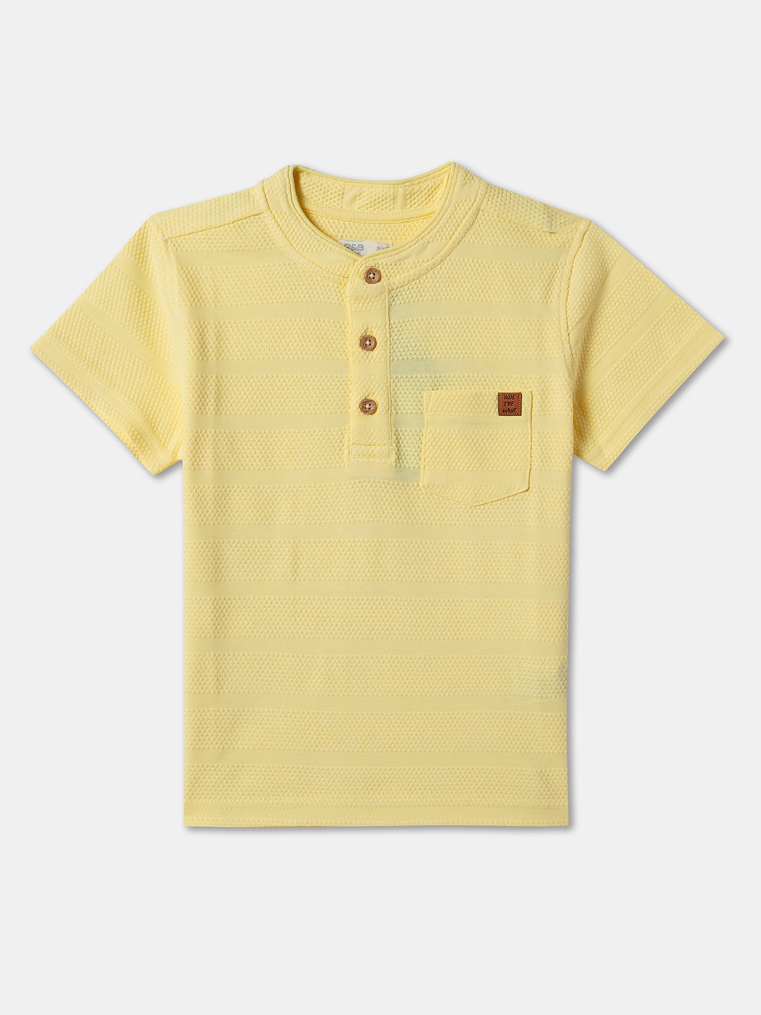 

R&B Boys Henley Neck Cotton T-shirt, Yellow