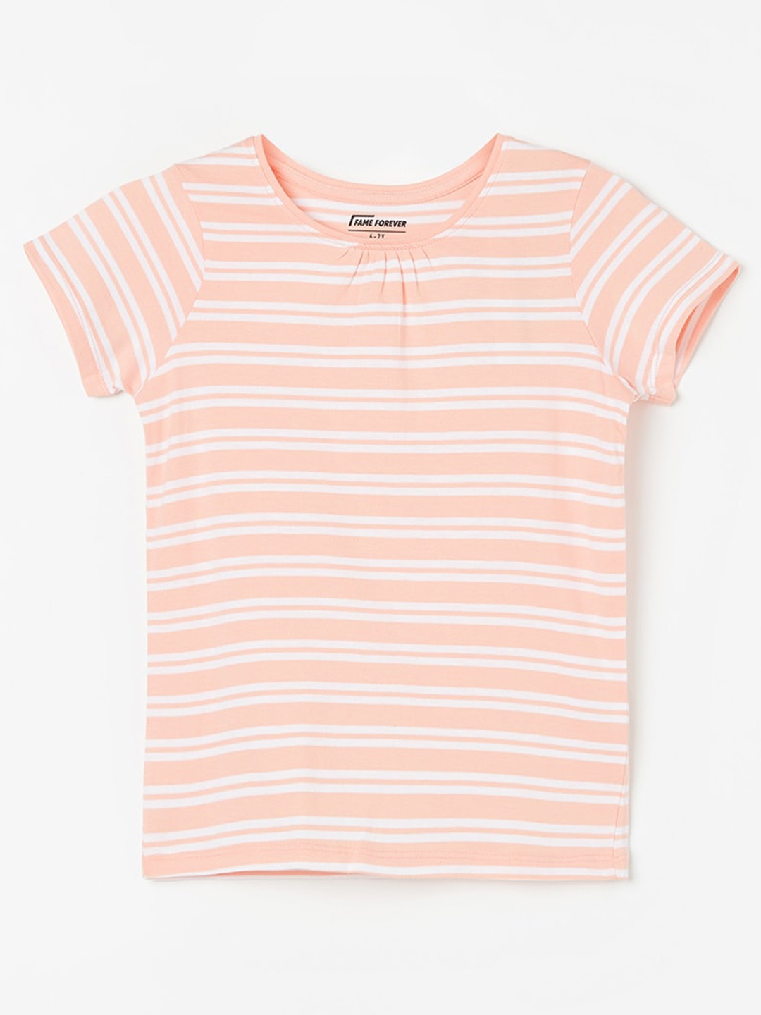 

Fame Forever by Lifestyle Girls Striped Henley Neck Short Sleeves Cotton T-shirt, White