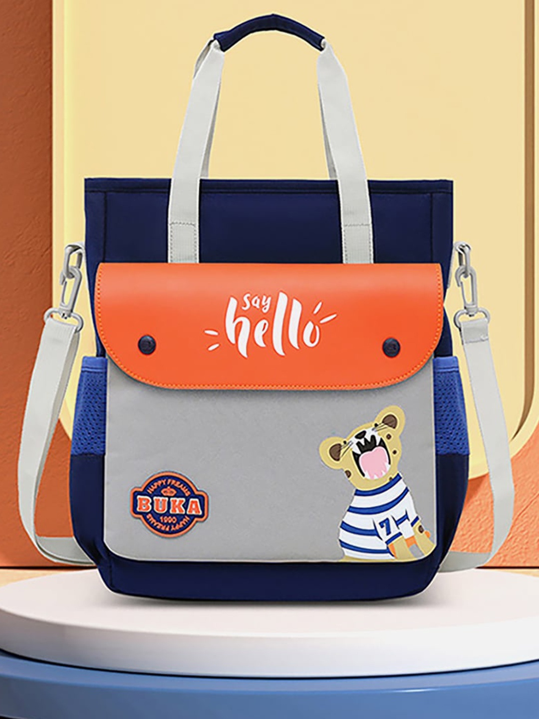 

Little Surprise Box LLP Kids Colourblocked Tiger Printed ClimaCool Ergonomic Backpack, Orange