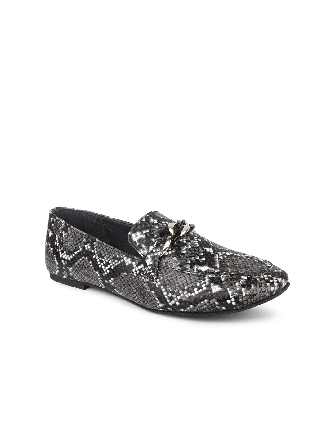 

DESIGN CREW Women Printed Round Toe Loafers, Black