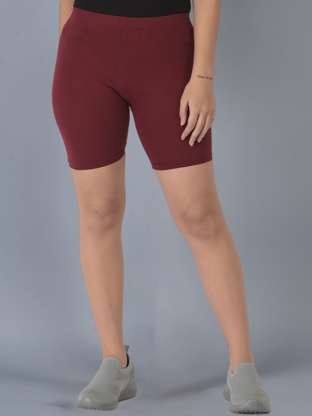 

Dollar Missy Women Skinny Fit Pure Cotton Sports Shorts, Coffee brown